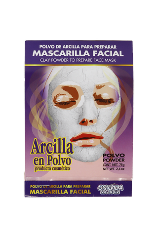 POLVO DE ARCILLA PARA PREPARAR MASCARILLA FACIAL C/75 GR. ARCILLA EN POLVO PRODUCTO COSMÉTICO .