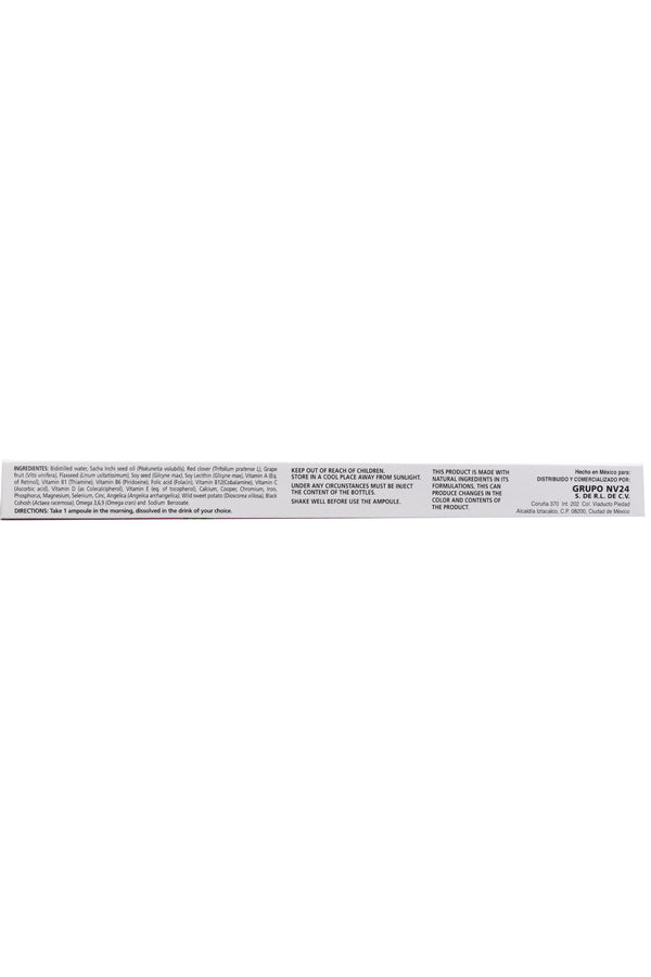 AMP. MNFAVIN SOLUCIÓN INGERIBLE C/10 AMP DE 10 ML C/U. ACEITE DE SEMILLA DE SACHA INCHI, TRÉBOL ROJO, UVA, SEMILLA DE LINAZA, SEMILLA DE SOYA, LECITINA DE SOYA, VIT. Y MINERALES. CON OMEGA 3, 6, 9, ANGELICA, CÍMIFICIGA Y CAMOTE SILVESTRE.