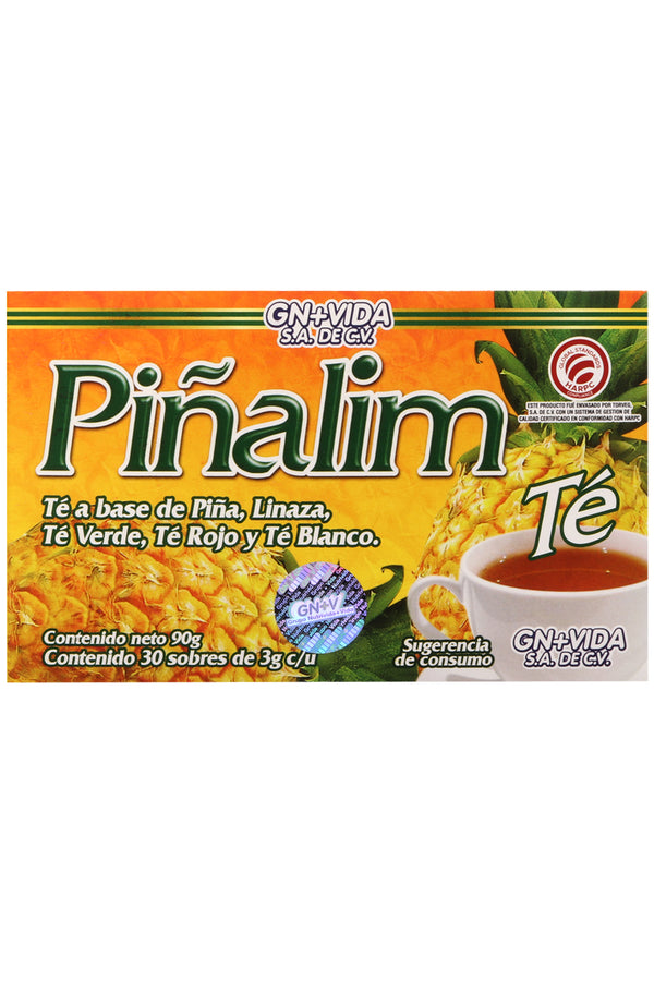 TÉ PIÑALIM C/30 SOBRES DE 3 GR C/U . TÉ A BASE DE PIÑA, LINAZA, TÉ VERDE, TÉ ROJO Y TÉ BLANCO. CERTIFICADO DE CALIDAD HARPC.