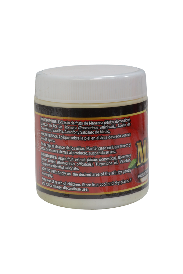 POMADA CORPORAL CON FORMULACIÓN HERBAL TRADICIONAL MANZANA C/ 125 GR.  APPLE OINTMENT WITH TRADITIONAL HERBAL FORMULATION.