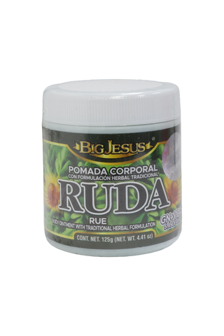 POMADA CORPORAL CON FORMULACIÓN HERBAL TRADICIONAL RUDA C/ 125 GR. RUE OINTMENT WITH TRADITIONAL HERBAL FORMULATION.