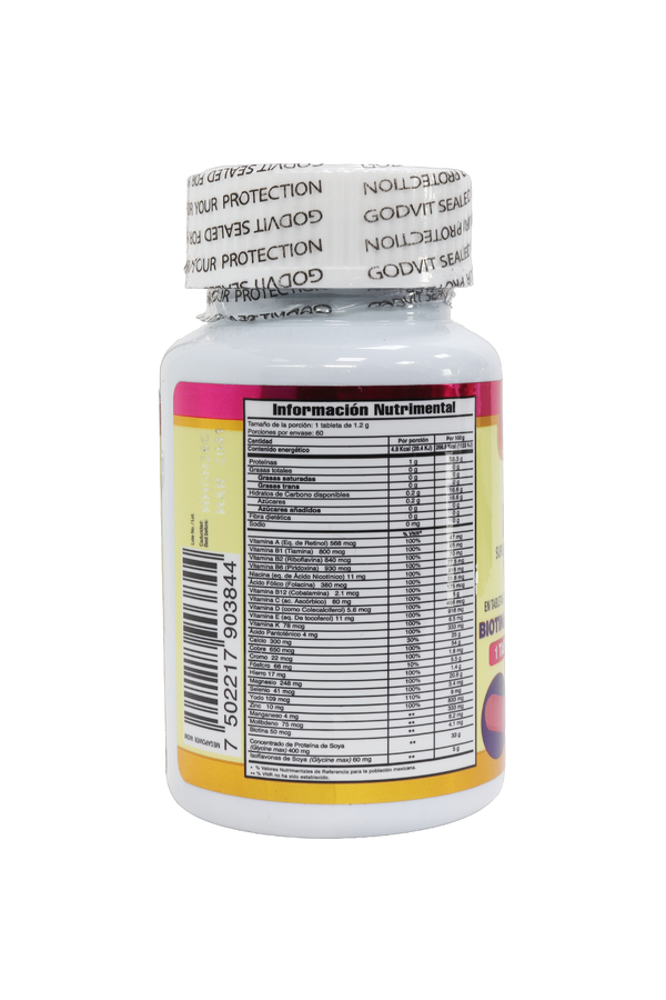 TBS. MEGAPOWER WOMAN C/60 DE 1.2 GR C/U. A BASE DE PROTEÍNA DE SOYA, VITAMINAS, MINERALES, BIOTINA E ISOFLAVONAS DE SOYA.