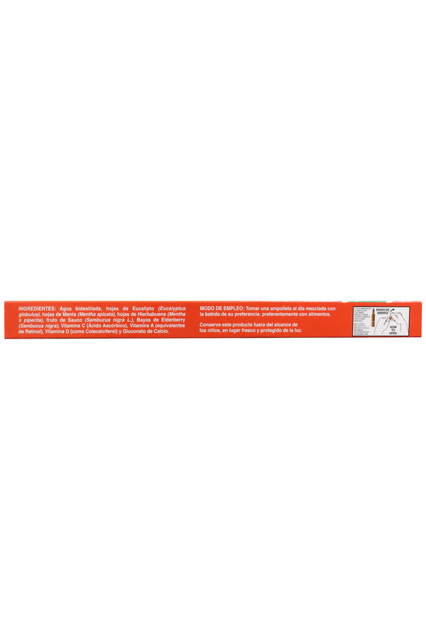 AMP. PUL-CALCIO SOLUCIÓN INGERIBLE C/10 AMP. DE 10 ML C/U. A BASE DE EUCALIPTO, MENTA, HIERBABUENA, SAUCO, VITAMINAS: A, D, C Y CALCIO.