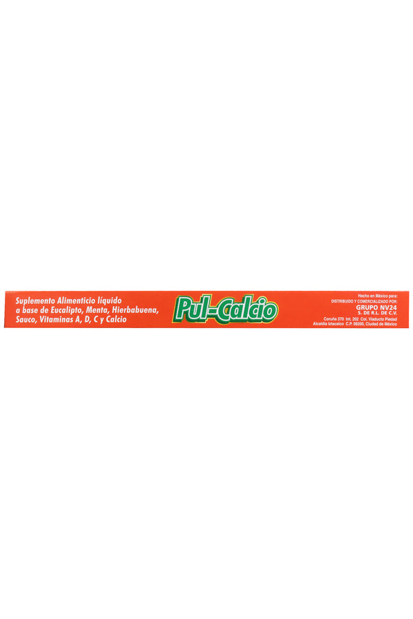 AMP. PUL-CALCIO SOLUCIÓN INGERIBLE C/10 AMP. DE 10 ML C/U. A BASE DE EUCALIPTO, MENTA, HIERBABUENA, SAUCO, VITAMINAS: A, D, C Y CALCIO.