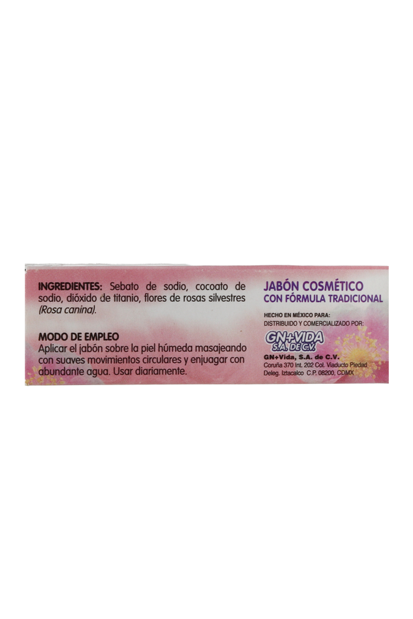 JABÓN COMSMÉTICO A BASE DE ROSAS SILVESTRES C/90 GR. JABÓN COSMÉTICO CON FORMULA TRAADICIONAL.
