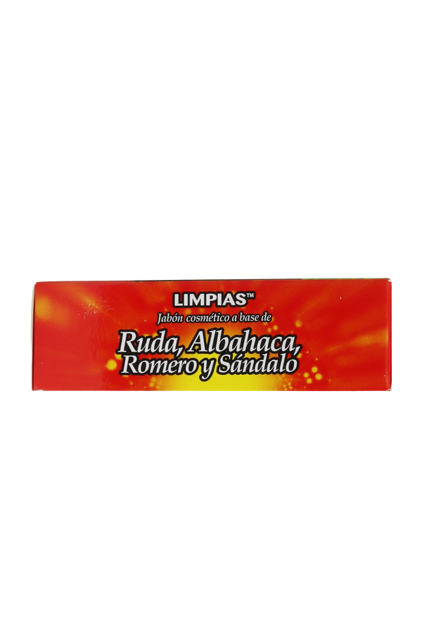 JABÓN COSMÉTICO LIMPIAS A BASE DE: RUDA, ALBAHACA, ROMERO Y SÁNDALO C/ 90 GR. JABÓN COSMÉTICO CON FÓRMULA TRADICIONAL.