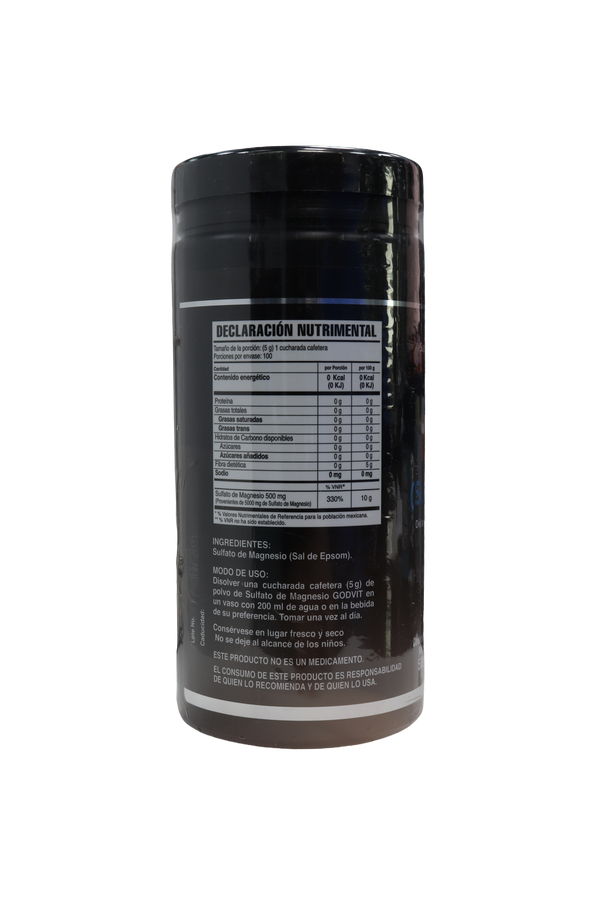 POLVO A BASE DE SAL DE EPSOM (SULFATO DE MAGNESIO) C/ 500 GR. DIETARY SUPPLEMENT POWDER TO RECONSTITUTE BASED ON EPSOM SALT (MAGNESIUM SULPHATE).