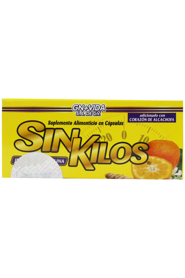 CAPS. SIN KILOS C/30 DE 500 MG C/U. A BASE DE JENGIBRE, ESPIRULINA, ALGAS MARINAS, CÚRCUMA, NARANJO AMARGO, GUARANÁ Y PIÑA. ADICIONADO CON CORAZÓN DE ALCACHOFA.
