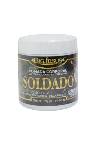 POMADA CORPORAL CON FORMULACIÓN HERBAL TRADICIONAL SOLDADO C/ 125 GR.  SOLDIER OINTMENT WITH TRADITIONAL HERBAL FORMULATION.