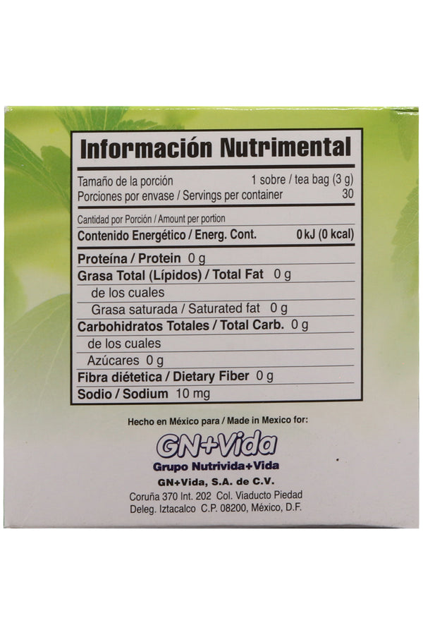 TÉ STEVIA C/30 SOBRES DE 3 GR C/U. CERTIFICADO DE CALIDAD HARPC.