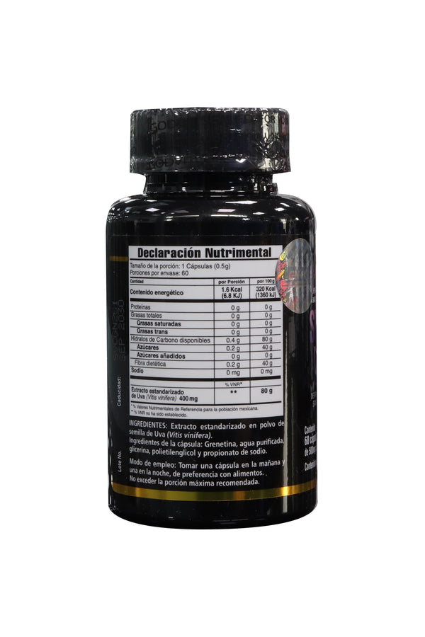 CAPS. EXTRACTO ESTANDARIZADO DE SEMILLAS DE UVA C/60 DE 500 MG C/U. GODVIT .