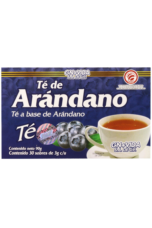 TÉ ARANDANO C/30 SOBRES DE 3G C/U. TÉ A BASE DE ARANDANO. CERTIFICADO DE CALIDAD HARPC.