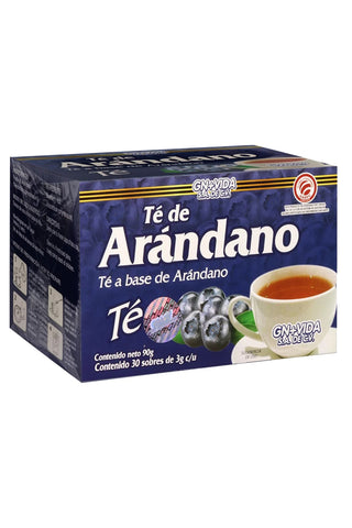 TÉ ARANDANO C/30 SOBRES DE 3G C/U. TÉ A BASE DE ARANDANO. CERTIFICADO DE CALIDAD HARPC.