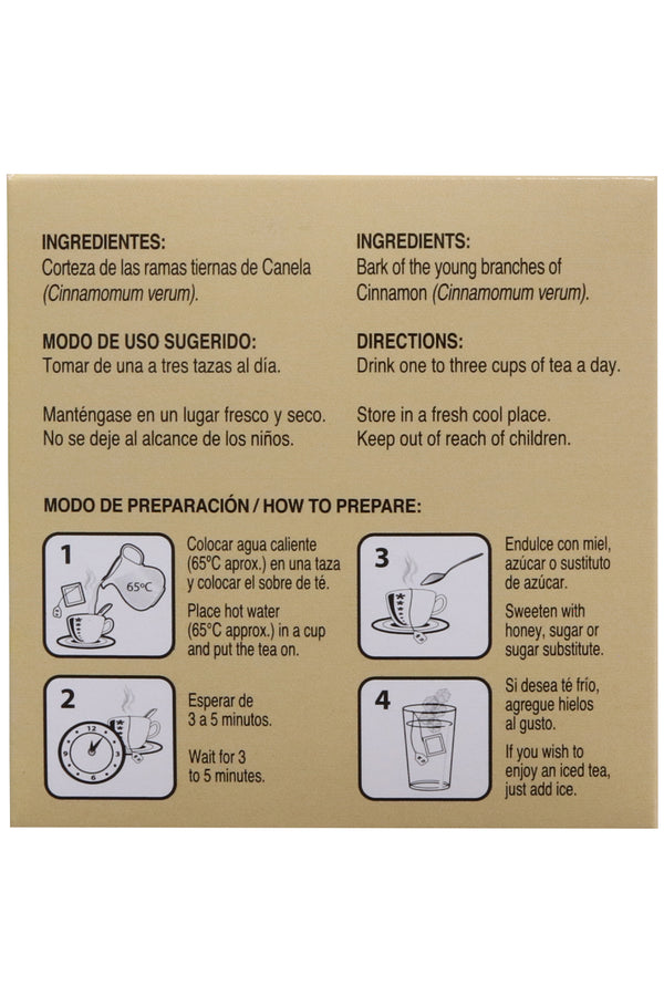 TÉ CANELA C/30 SOBRES DE 3 GR C/U. CERTIFICADO DE CALIDAD HARPC.