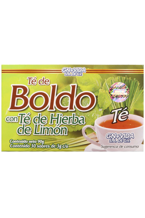 TÉ BOLDO CON TÉ DE HIERBA DE LIMÓN C/30 SOBRES DE 3GR C/U. CERTIFICADO DE CALIDAD HARPC.