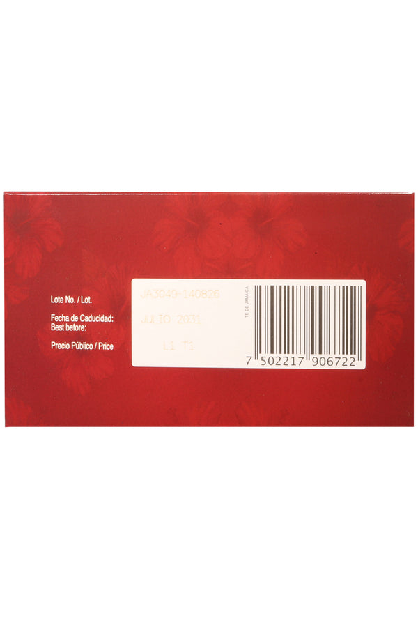 TÉ DE JAMAICA C/30 SOBRES DE 3 GR C/U. TÉ A BASE DE FLOR DE JAMAICA. CERTIFICADO DE CALIDAD HARPC.