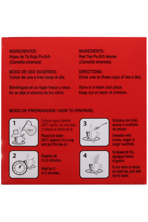 TÉ ROJO C/30 SOBRES DE 3 GR C/U. CERTIFICADO DE CALIDAD HARPC.