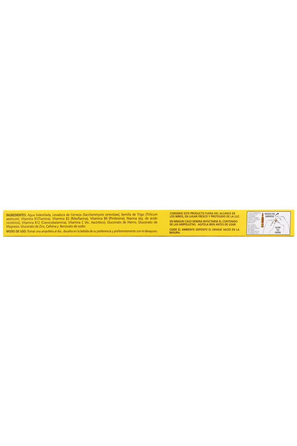 AMP. TIAMINA 1000 SOLUCIÓN INGERIBLE C/10 AMP. DE 10 ML. LEVADURA DE CERVEZA, TRIGO, CAFEÍNA, VITAMINAS Y MIENRALES