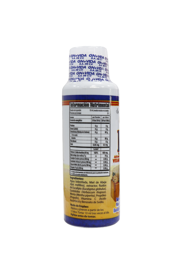 JARABE LOS SECRETOS DEL TIO LUIS ADULTO 250ML. A BASE DE MIEL DE ABEJA, EXTRACTOS FLUIDOS DE EUCALIPTO, GORDOLOBO, MENTA Y PROPÓLEO. ADICIONADO CON VITAMINA C.