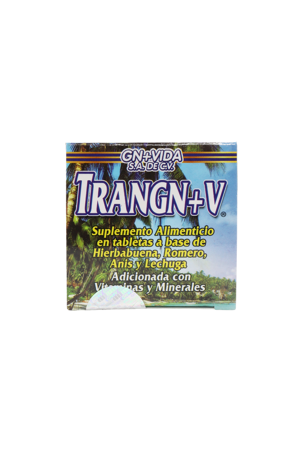 TBS. TRANGN+V C/60 DE 1.25 GR C/U. SUPLEMENTO ALIMENTICIO EN TABLETAS A BASE DE HIERBABUNA, ROMERO, ANÍS Y LECHUGA. ADICIONADA CON VITAMINAS Y MINERALES.