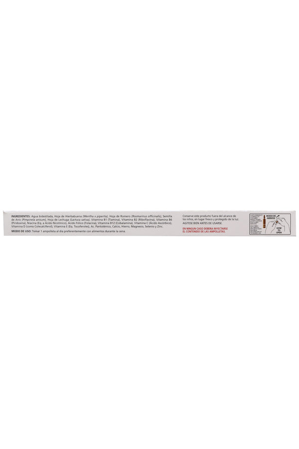 AMP. TRANGN+V SOLUCIÓN INGERIBLE C/10 AMP. DE 10 ML. HIERBABUENA, ROMERO ANIS Y LECHUGA; ADICIONADA CON VITAMINAS Y MINERALES.
