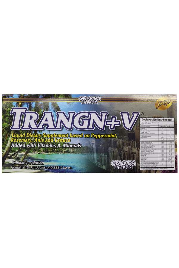 AMP. TRANGN+V SOLUCIÓN INGERIBLE C/10 AMP. DE 10 ML. HIERBABUENA, ROMERO ANIS Y LECHUGA; ADICIONADA CON VITAMINAS Y MINERALES.