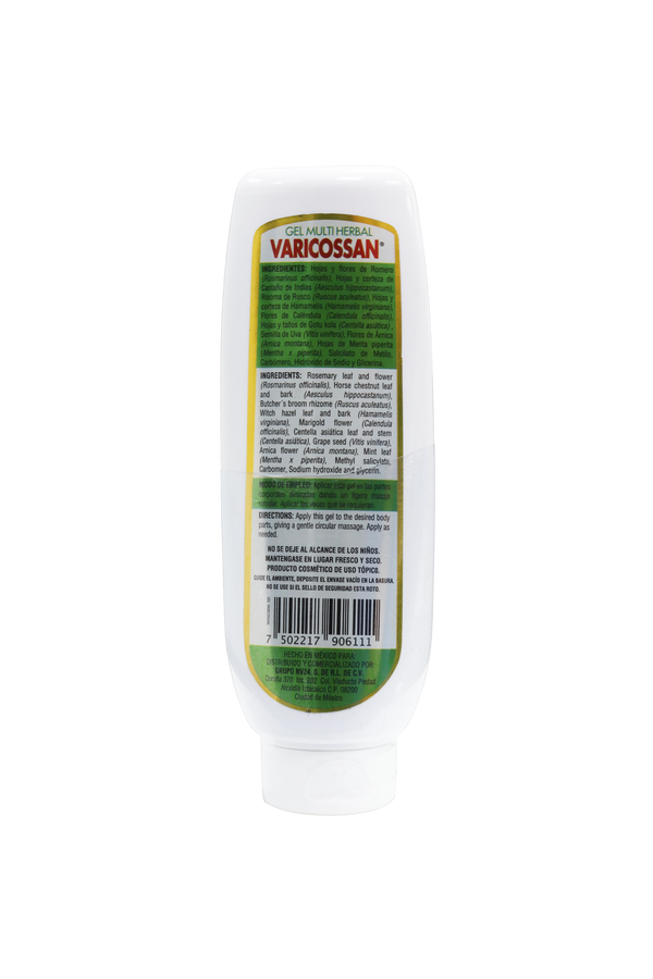 GEL MULTI HERBAL VARICOSSAN C/150 GR. CON CASTAÑO DE INDIAS , ROMERO, RUSCO, HAMAMMELIS, CALÉNDULA, CENTELLA ASITICA, SEMILLA DE UVA, ÁRNICA Y MENTA.