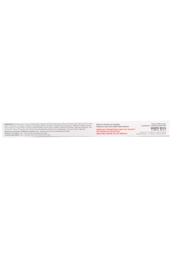 AMP. XYNGRY SOLUCION INGERIBLE C/10AMP. DE 10 ML C/U. HIGADO DE BACALAO, AJO, GORDOLOBO, EUCALIPTO, HIERBABUENA, HONGO SHITAKE, FENOGRECO, VITAMINAS Y MINERALES; AHORA CON PROPOLEO 5%