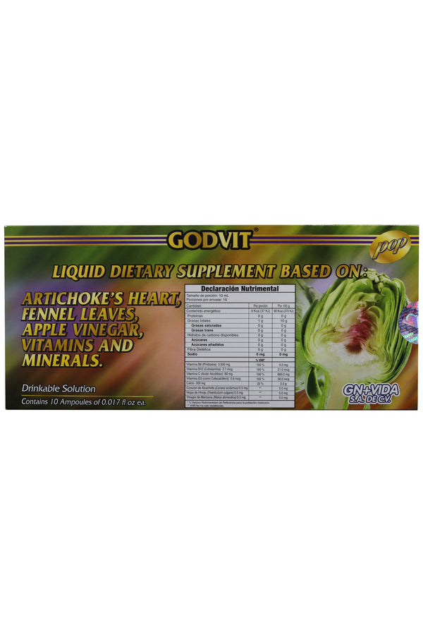 AMP. CORAZÓN DE ALCACHOFA SOLUCIÓN INGERIBLE C/10 AMP. DE 10 ML C/U. CORAZÓN DE ALCACHOFA, HOJAS DE HINOJO, VINAGRE DE MANZANA, VITAMINAS Y MINERALES. AHORA CON BROMELINA Y GUARANA