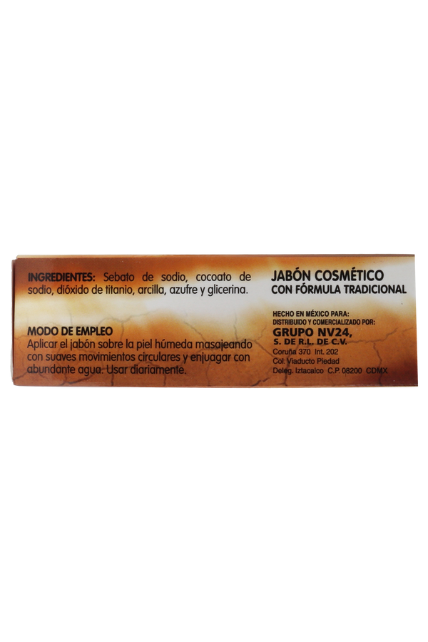 JABÓN COSMÉTICO A BASE DE ARCILLA , AZUFRE Y GLICERINA C/ 90 GR. JABÓN COSMÉTICO CON FÓMULA TRADICIONAL.