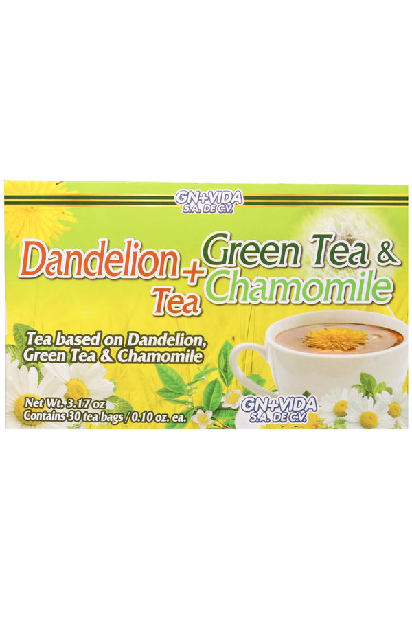 TÉ DE DIENTE DE LEÓN + TÉ VERDE Y MANZANILLA C/30 SOBRES DE 3GR C/U. CERTIFICADO DE CALIDAD HARPC.