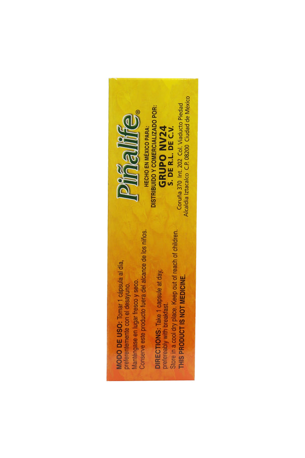 CAPS. PIÑALIFE C/30 DE 500 MG C/U + ¡OFERTA 50% MÁS GRATIS!. A BASE DE PIÑA, JAMAICA, TÉ VERDE, MANZANA, VITAMINAS Y MINERALES.
