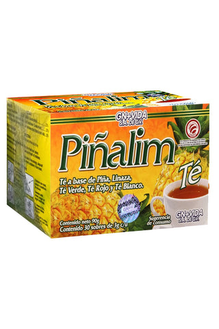 TÉ PIÑALIM C/30 SOBRES DE 3 GR C/U . TÉ A BASE DE PIÑA, LINAZA, TÉ VERDE, TÉ ROJO Y TÉ BLANCO. CERTIFICADO CON SISTEMA DE GESTIÓN DE CÁLIDAD HARPC.