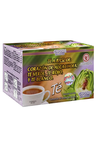 TÉ CORAZÓN DE ALCACHOFA, TÉ VERDE, TÉ ROJO Y TÉ BLANCO C/30 SOBRES DE 3GR C/U.