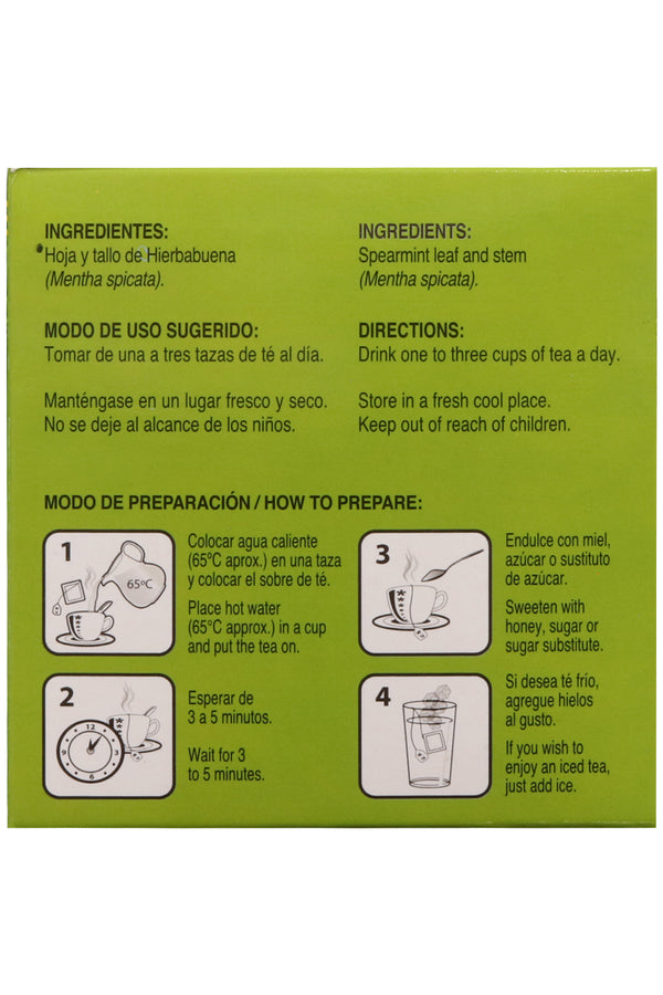 TÉ HIERBABUENA C/30 SOBRES DE 3 GR C/U. CERTIFICADO DE CALIDAD HARPC.