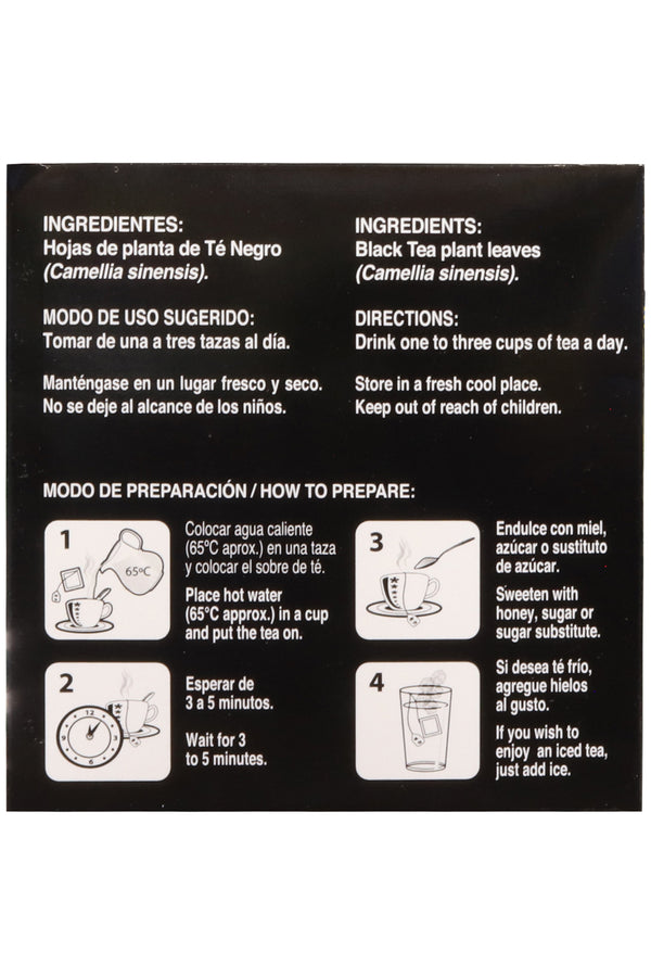 TÉ NEGRO C/30 SOBRES 3 GR C/U. CERTIFICADO DE CALIDAD HARPC.