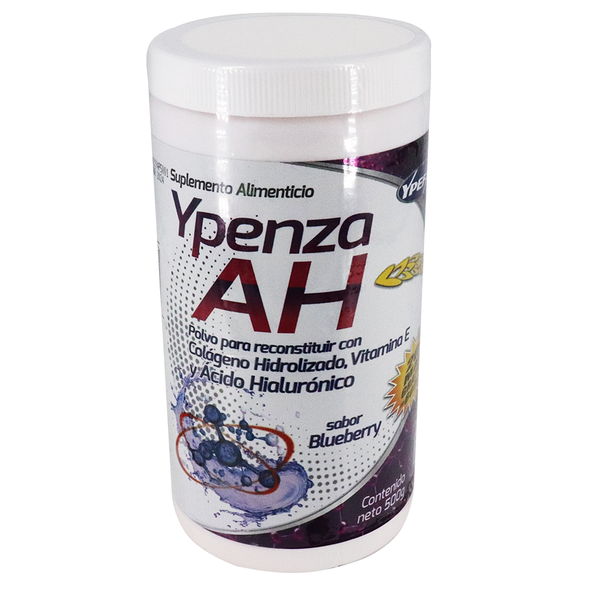 POLVO YPENZA AH BEBIDA SABOR BLUEBERRY 500 GR* colageno hidrolizado,vitamina e y acido hialuronico 1X24